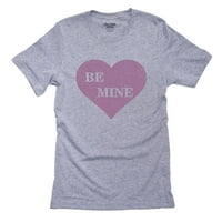 Бъди моя Свети Валентин розово сърце любов мъжки сива тениска