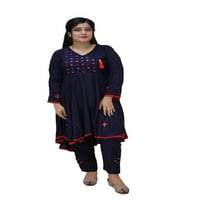 Две комплектни ленени тъкани Огледални работи за жени Пакистанска рокля