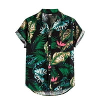 Мъжки ризи лятно бельо етнически късо ръкав печат на хавайска блуза тениска хавайска риза