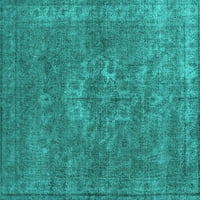 Ahgly Company Machine Wareable Indoor Rectangle Oriental Turquoise Blue Industrial Area Rugs, 3 '5'