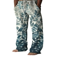 Глоуквис мъжки 3D отпечатани панталони от развлечение на шезлонги етнически панталони от етнически бохемски панталони Флорален принт с джобове палацо панталони