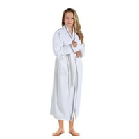 Обединен памучен памучен халат с бродерия AllSESEON Robe, XL, сиво-бял