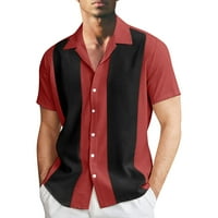 Мъжки мода и свободно време цвят съвпадение на копче за ревера с половин ръкав тениска с риза с къс ръкав с къс ръкав