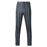 Товарни панталони Labakihah за мъже модни мъже ежедневни бизнес тънки приспособления и райета с печат дълги панталони тъмно сиви