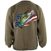 4 юли американски риболов бас Хенли Мъжки пуловер Суичър Зелен X-LG