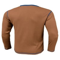 Haite Men Tops Waffle Henley ризи екипаж тениска за шията за мъжки блузи мъжки дълъг ръкав основен тий каки xl
