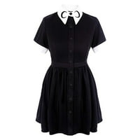 Летни рокли за жени отпечатани макетни шия a-line mini bohemian club рокля с къс ръкав черен xxl