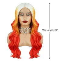 Уникални изгодна дантела перуки отпред дълго тяло вълна за момиче блондинка градиент оранжево 26