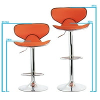 Елама Слим Фау кожен регулируем бар стол в оранж с хромова основа