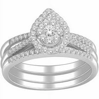 Карат Т. в. диамант 10кт Бяло Злато Маркиз форма годежен пръстен комплект