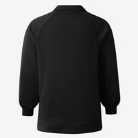 Бикоасу дами ежедневни модни отпечатани дълги ръкави свободен отпечатък пуловер с бутон с v-образно деколте, черно, s