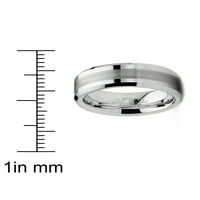 Мъжки волфрамов пръстен четка сватбена лента Silvertone Comfort-Fit