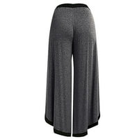 SHPWFBE широки панталони за крака за жени панталони с висока талия палацо разплаквани дантели нагоре с разхлабени широки панталони