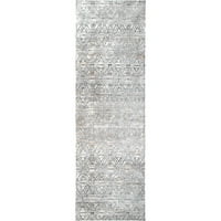 нулум Адах текстуриран Геометричен килим, 2 '8 8', сив