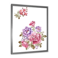 Дизайнарт ' букет от лилави и розови цветя в рамка Арт Принт