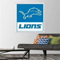 Detroit Lions - Плакат за стена с лого с магнитна рамка, 22.375 34