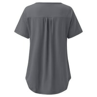 Дамски блузи и върхове Небрежни сиви огромни летни горни топки къси ръкави дантелени плисирани риза туника отгоре xxxxl