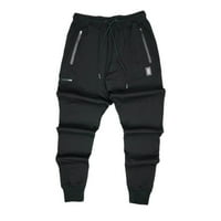 Подаръци на Leey-World за мъже Мъжки джоги панталони с дълбоки джобове свободни пуловери за тренировка, бягане, трениране на черно, L
