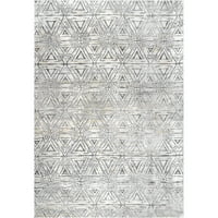 килим с текстурирана геометрична площ, 9 '12', сив