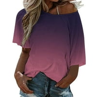 Жени тениски обикновена риза жени плюс размер бохо свободен топ летен блуза тениска една флорална отпечатана рамо женска блуза