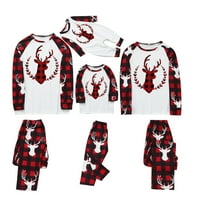 Дамски pjs, съвпадащи семейни коледни пижами комплекти коледни pjs за семеен комплект червени карирани топ и дълги панталони за спални дрехи