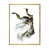 Дизайнарт 'черно-бял портрет на коза' къща в рамка платно за стена арт принт