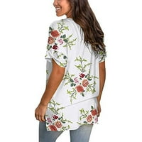 PHONESOAP Женски лятна модна ежедневна свободна отпечатана тениска с тениска с тениска лятна флорална тениска от шия в шия