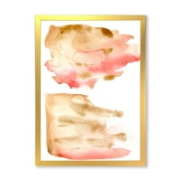 Дизайнарт 'Червено розово злато и бежово абстрактни облаци' модерна рамка Арт Принт