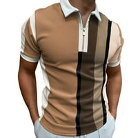 Поло ризи за мъже Мъжки летни раирани сплайс печат риза спускайте яка с къси ръкави върхове ризи мъжки ризи