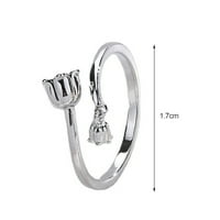 Waroomhouse Finger Band Free Size Retro Temperament Leamplaplating Polishing Ress Up Copper Woman Flower Open Ring Accessory