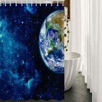 Земна тъкан душ завеса с куки Galaxy Star Globe Light Glow Moon Space World Planet Circle Map Sky Cloud Bath Bath Poser Polyester