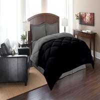 Celine Linen Down Alternative Comforter Set-Twin, Black Grey