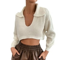 Големи пуловери за жени плюс размер есен зима Нова външна търговска станция граница къса и дълъг гръб пъп пуловер