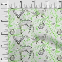 Oneoone Georgette Viscose Light Green Fabric Animal Sheing Craft Projects Fabric отпечатъци от двор